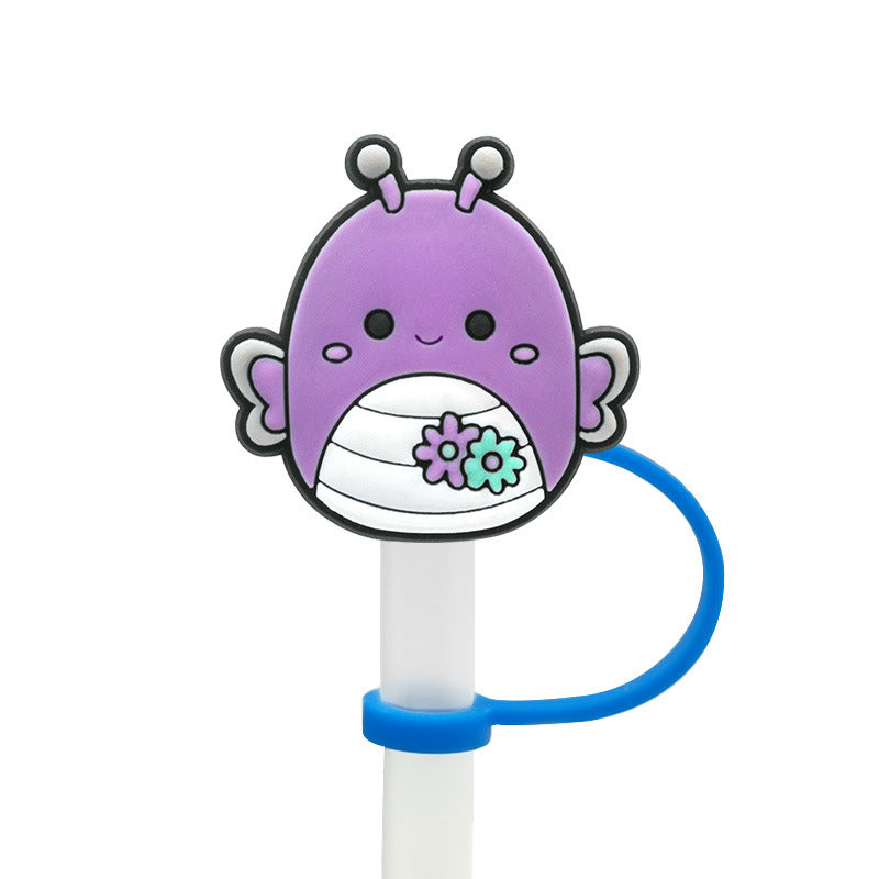 Wholesale 10pcs Cartoon Plush Straw Cap Silicone Dust Plug